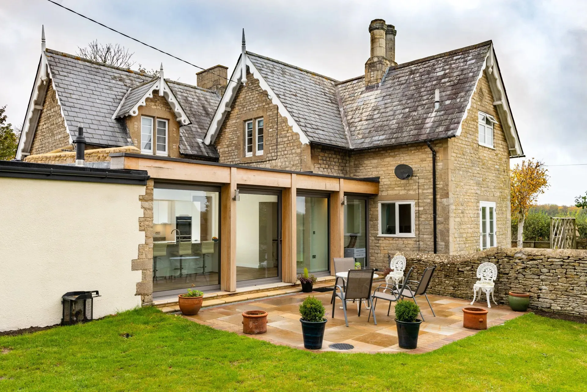 house extension with patio furniture